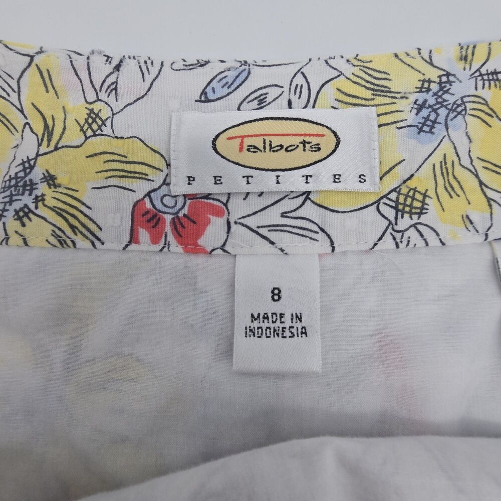 Talbots Petites Swiss Cotton Pleated Skirt Women's 8 Floral Print Dragonflies - Picture 4 of 6